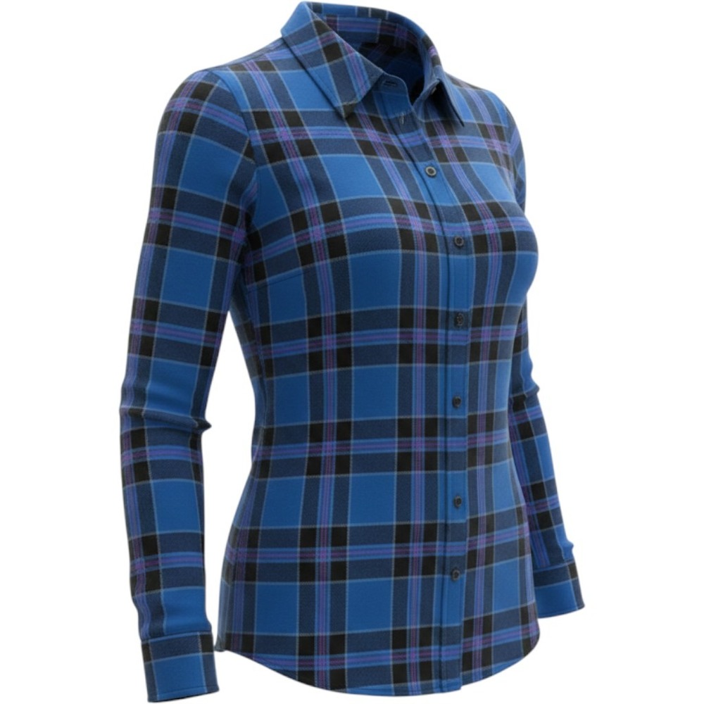 J. Jill Womens Blue Plaid Long Sleeve Button Down Camp Shirt L layer cabincore